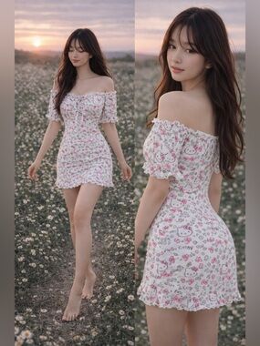 Hello Kitty flirty Kawaii cosplay puff sleeve sweetheart cottagecore dress